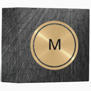 Gold Button and Black Stainless Steel Metal 2 Binder
