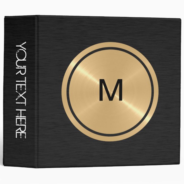 Gold Button and Black Stainless Steel Metal Binder (Front/Spine)