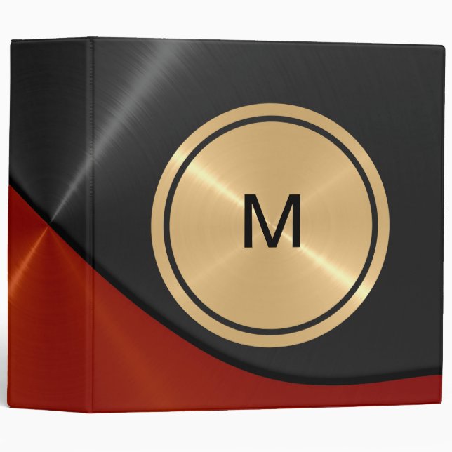 Gold Button and Black Stainless Steel Metal Binder (Front/Spine)