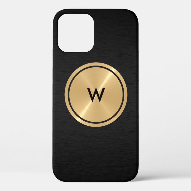 Gold Button and Black Stainless Steel Metal Case-Mate iPhone Case (Back)
