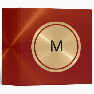 Gold Button and Orange Stainless Steel Metal 2 Binder