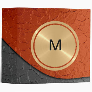 Gold Button and Orange Stainless Steel Metal 3 Binder