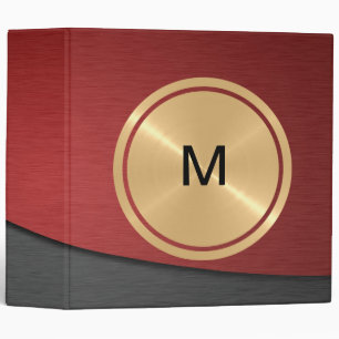 Gold Button and Red Grey Stainless Steel Metal Binder