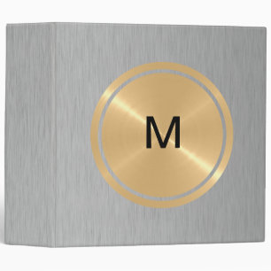 Gold Button and Silver Stainless Steel Metal 3 Binder