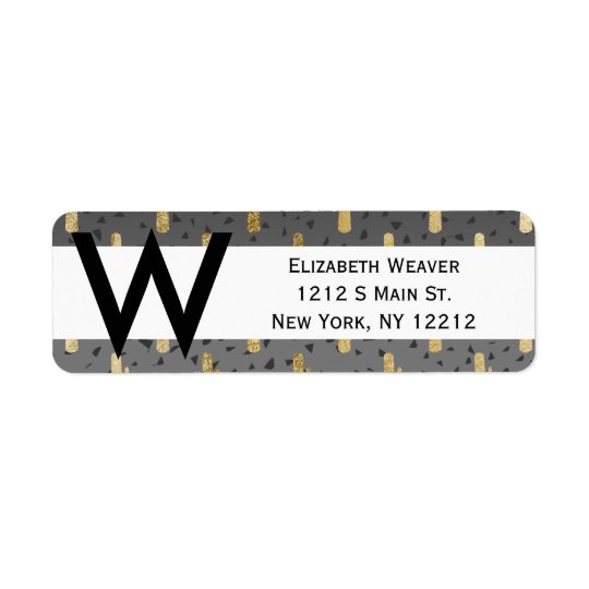 Gold Cactus on Modern Chic Geo Triangles Gradient Return Address Label