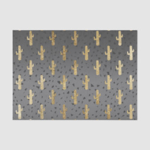 Gold Cactus on Modern Chic Geo Triangles Gradient Tissue Paper