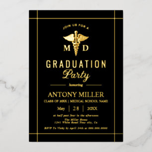 Gold caduceus Class Of 2025 black graduation