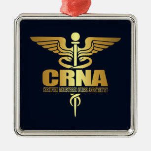 Gold Caduceus (CRNA) Metal Ornament