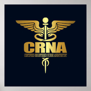 Gold Caduceus (CRNA) Poster
