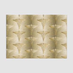 Gold Caduceus Doctor Medical Symbol Pattern Tissue Paper