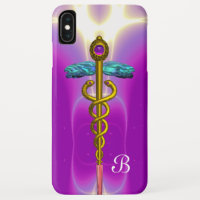 GOLD CADUCEUS MEDICAL MONOGRAM ,Pink Fuchsia