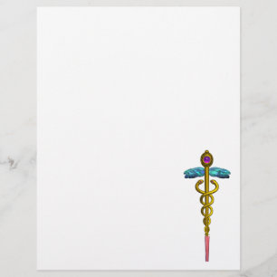 GOLD CADUCEUS MEDICAL SYMBOL