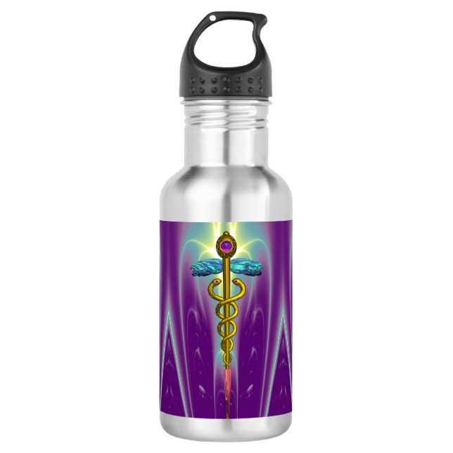 GOLD CADUCEUS MEDICAL SYMBOL 532 ML WATER BOTTLE (Front)