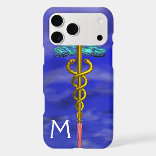 GOLD CADUCEUS MEDICAL SYMBOL Blue Sky Monogram