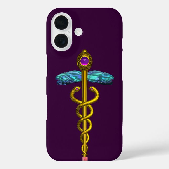 GOLD CADUCEUS MEDICAL SYMBOL ,Purple Case-Mate iPhone Case (Back)
