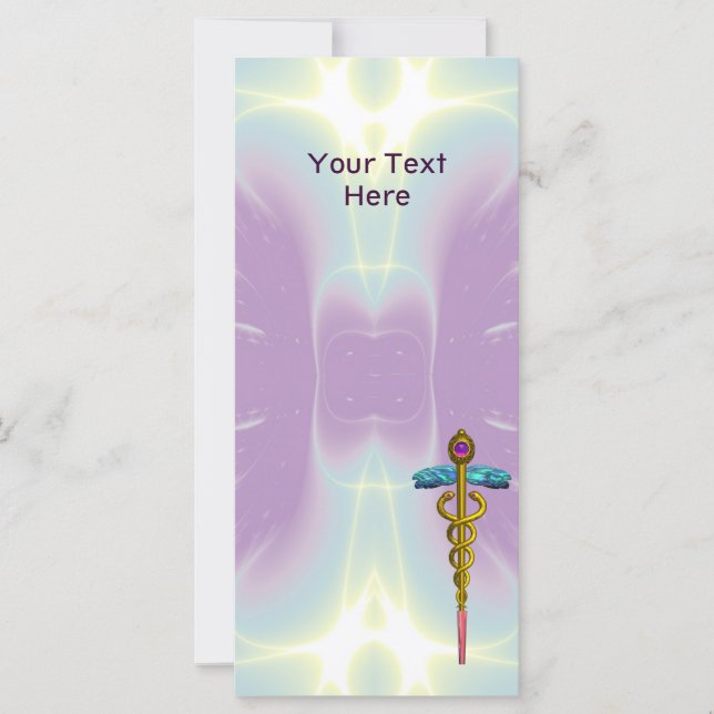 GOLD CADUCEUS MEDICAL SYMBOL Purple Green (Front)