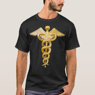 Gold Caduceus Medical Symbol T-Shirt