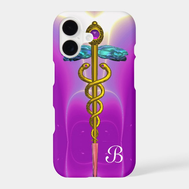 GOLD CADUCEUS MONOGRAM ,Pink Fuchsia (Back)