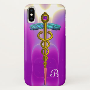 GOLD CADUCEUS MONOGRAM ,Pink Fuchsia Case-Mate iPhone Case