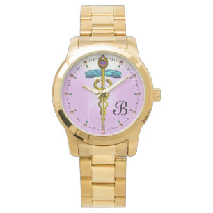 GOLD CADUCEUS MONOGRAM ,Pink Lilac Watch