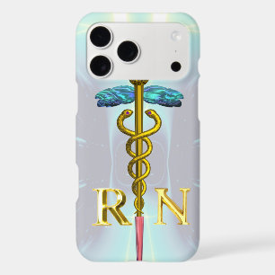 GOLD CADUCEUS REGISTERED NURSE SYMBOL Light Blue