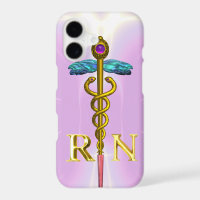 GOLD CADUCEUS REGISTERED NURSE SYMBOL Light Pink