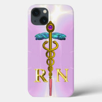 GOLD CADUCEUS REGISTERED NURSE SYMBOL Light Pink