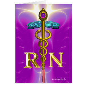GOLD CADUCEUS REGISTERED NURSE SYMBOL Pink Fuchsia