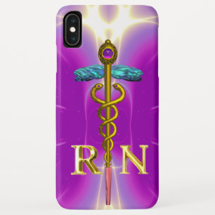 GOLD CADUCEUS REGISTERED NURSE SYMBOL Pink Fuchsia iPhone XS Max Case