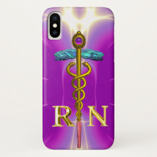 GOLD CADUCEUS REGISTERED NURSE SYMBOL Pink Fuchsia Case-Mate iPhone Case
