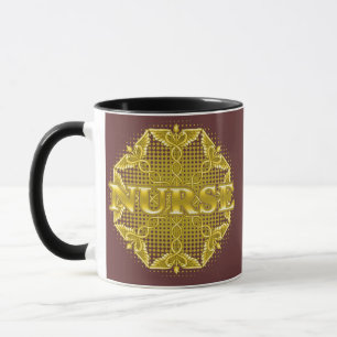 Gold Caduceus Star Nurse Mug