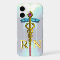 GOLD CADUCEUS SYMBOLE INFIRMIER INSCRIT Bleu clair