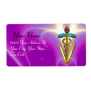 GOLD CADUCEUS VETERINARY SYMBOL Pink Fuchsia