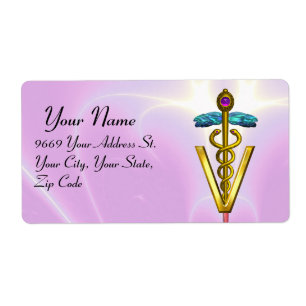 GOLD CADUCEUS VETERINARY SYMBOL Pink Lilac