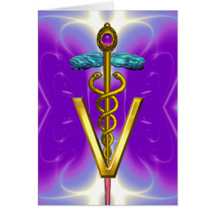 GOLD CADUCEUS VETERINARY SYMBOL Purple Fuchsia