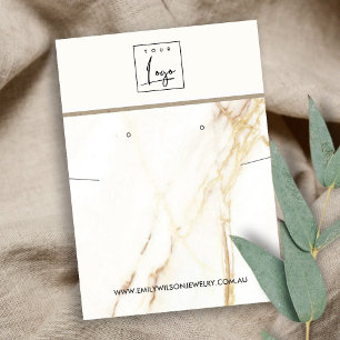 GOLD CALACATTA MARBLE NECKLACE EARRING DISPLAY BUSINESS CARD