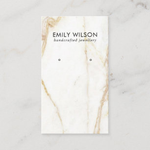 GOLD CALACATTA MARBLE TEXTUR STUD EARRING DISPLAY BUSINESS CARD