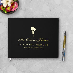 Gold Calla Lily Black In Loving Memory Guest Book