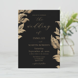  Gold Calla Lily Elegant Calligraphy Wedding Invitation