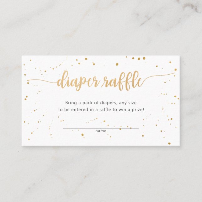 Gold Callagraphy neutral diaper raffle ticket (Front)