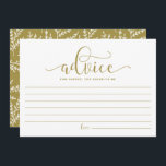Gold Calligraphy Adivce for the Bride to Be Advice Card<br><div class="desc">Gold Calligraphy Advice for the Bride-to-be Bride Card | Write down your advice for the bride-to-be with this blank memories card. It features whimsical calligraphy with foliage pattern. Matching items are available.</div>