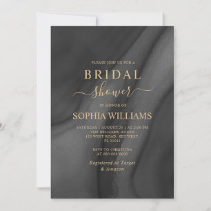 Gold Calligraphy & Black Bridal Shower Invitation