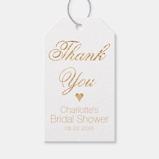 Gold Calligraphy Bridal Shower Favour Tags (Front)