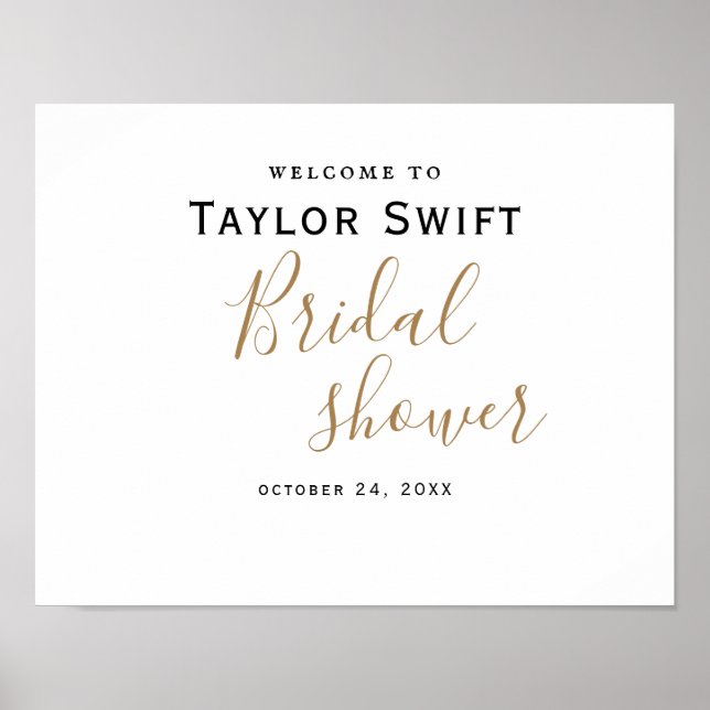 Gold Calligraphy Bridal Shower Poster (Front)
