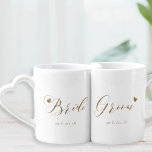 Gold Calligraphy Bride and Groom Newlyweds Coffee Mug Set<br><div class="desc">Custom-designed coffee/tea mug set for the bride and groom featuring gold glitter calligraphy and hearts with editable wedding date. This personalized mug set makes a memorable wedding gift for the newlyweds.</div>