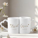 Gold Calligraphy Bride and Groom Newlyweds Coffee Mug Set<br><div class="desc">Custom-designed coffee/tea mug set for the bride and groom featuring gold glitter calligraphy and hearts with editable wedding date. This personalized mug set makes a memorable wedding gift for the newlyweds.</div>