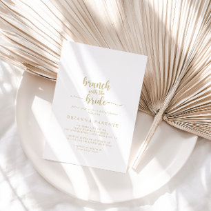Gold Calligraphy Brunch with the Bride Shower  Invitation