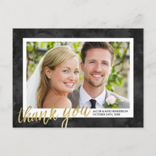 Gold Calligraphy Elegant Wedding Thank You Postcard