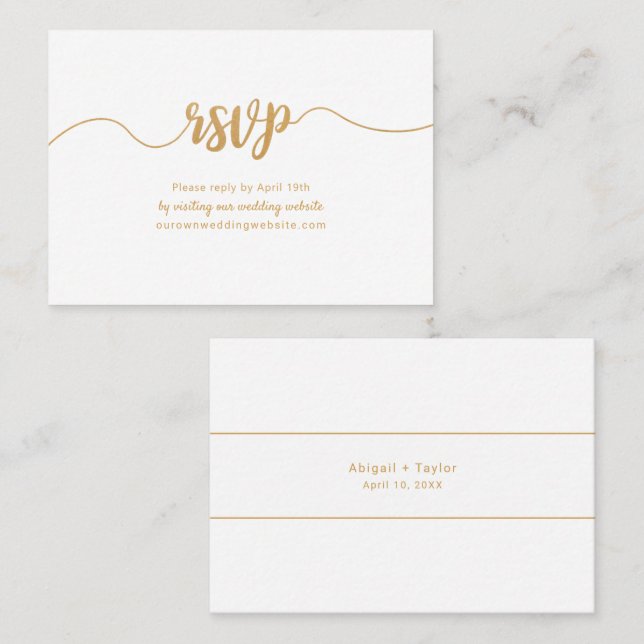 Gold Calligraphy mariage site web rsvp carte en li (Devant / Derrière)