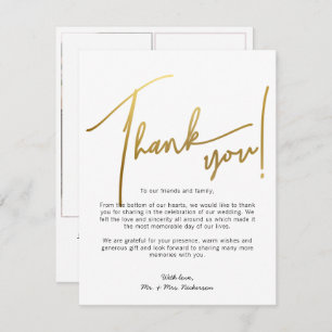 Gold Calligraphy Photos Mariage Carte de remerciem
